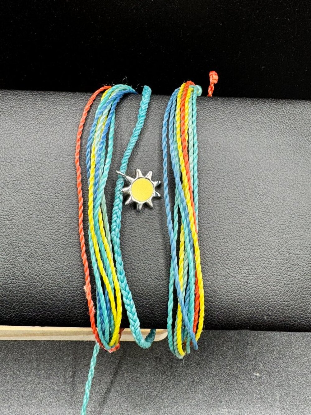 Pura Vida Sun Charm Vibrant Aqua Yellow Coral Multicolored Bracelet Stack